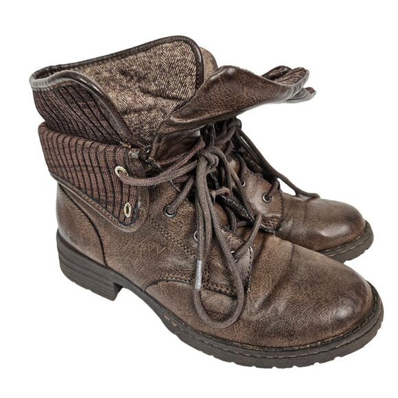 boc Shoes - Born | BOC Saturn II Latte Faux Leather Fold Over Combat/Moto Lug Boot 7